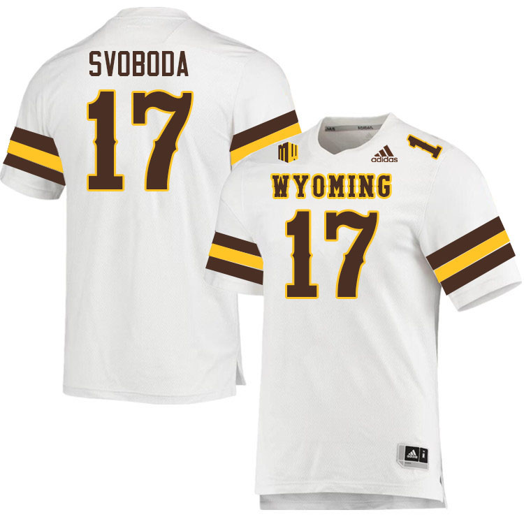 #17 Evan Svoboda Wyoming Cowboys Jersey College Football Uniforms,Gears,Jerseys-White